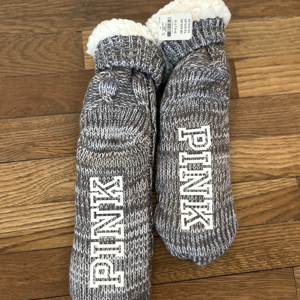 PINK Victoria's Secret Charcoal Knit Socks